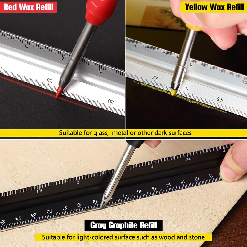 Hiboom 3 Pack Solid Carpenter Pencil with Pencil Cap and