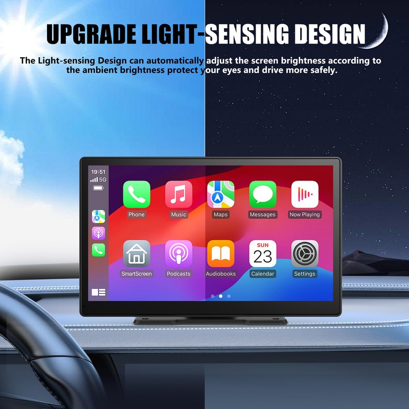 9-Inch Wireless Apple CarPlay & Android Auto, Portable Carplay Radio,