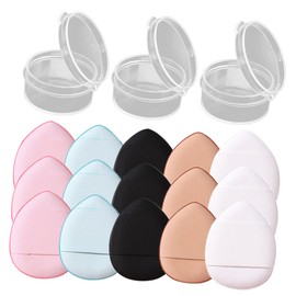 Healvian 15pcs Mini Finger Powder Puff for Women Durable Makeup Tools for Liquid Dry Products for Foundation Blush and Setting Powder Includes Storage Boxes