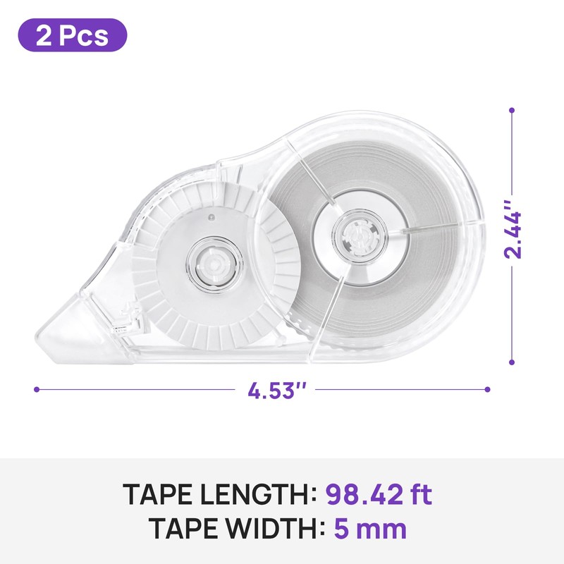 JEFURE 2 Pcs Correction Tape, 98.43 Ft White Wrong Out