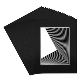 Pack of 20 16x20 BLACK Picture Mats with White Core Bevel Cut for 11x14 Pictures