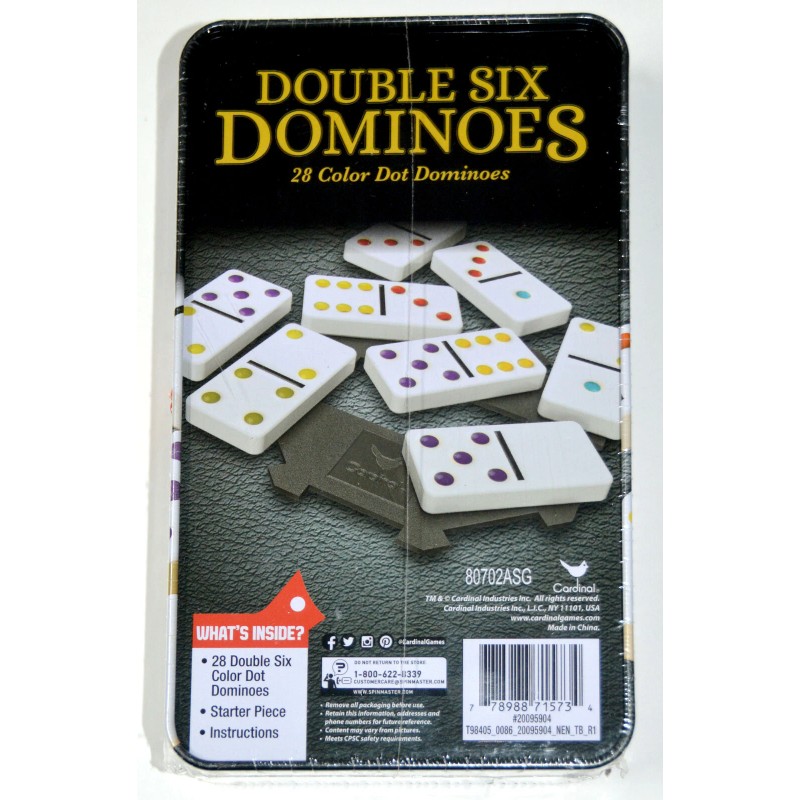 Cardinal Double Six Color Dot Dominoes 28 color dot dominoes