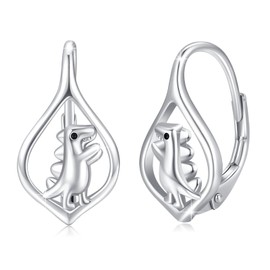 PCTJYFU Dinosaur Earrings 925 Sterling Silver Animal Huggie Hoop Earrings for Women Sensitive Ears Animal Jewelry for Daughter