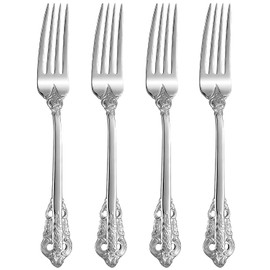 KEAWELL - Juego de 4 tenedores de cena de lujo, acero inoxidable 18/10, 8 pulgadas, apto para lavaplatos, pulido con espejo, juego de tenedores de cubiertos (plata)