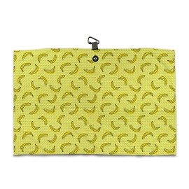 Magnetic Microfiber Waffle Golf Towel – Funny Large 16"x24" Clean Golf Club Ball Magnet Clip to Hang on Bag Cart Strong Premium Strength Ultra Absorbent Gear Black Disc Men (Yellow Bananas)