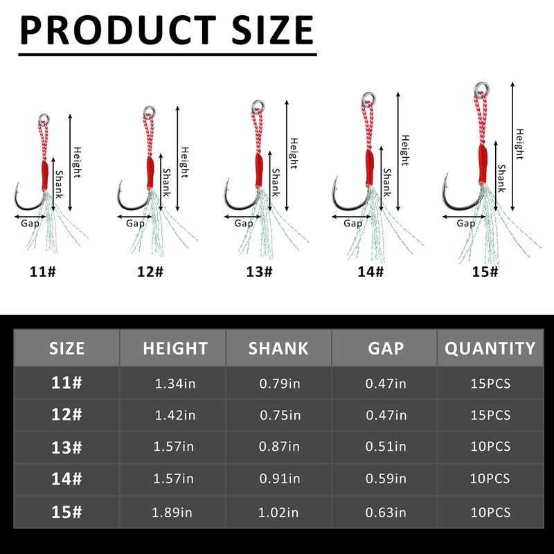 60pcs Assist Jig Fishing Hooks Kit Saltwater Jig Hooks Strong