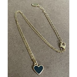 PINK Black Heart necklace gold Field Stainless steel choker. Modelo Sascha Fitness