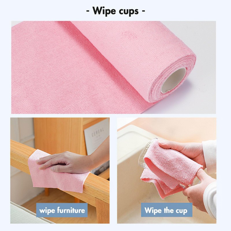LEMLIT Disposable Dish Cloths - 2 Rolls Reusable Cleaning Rag