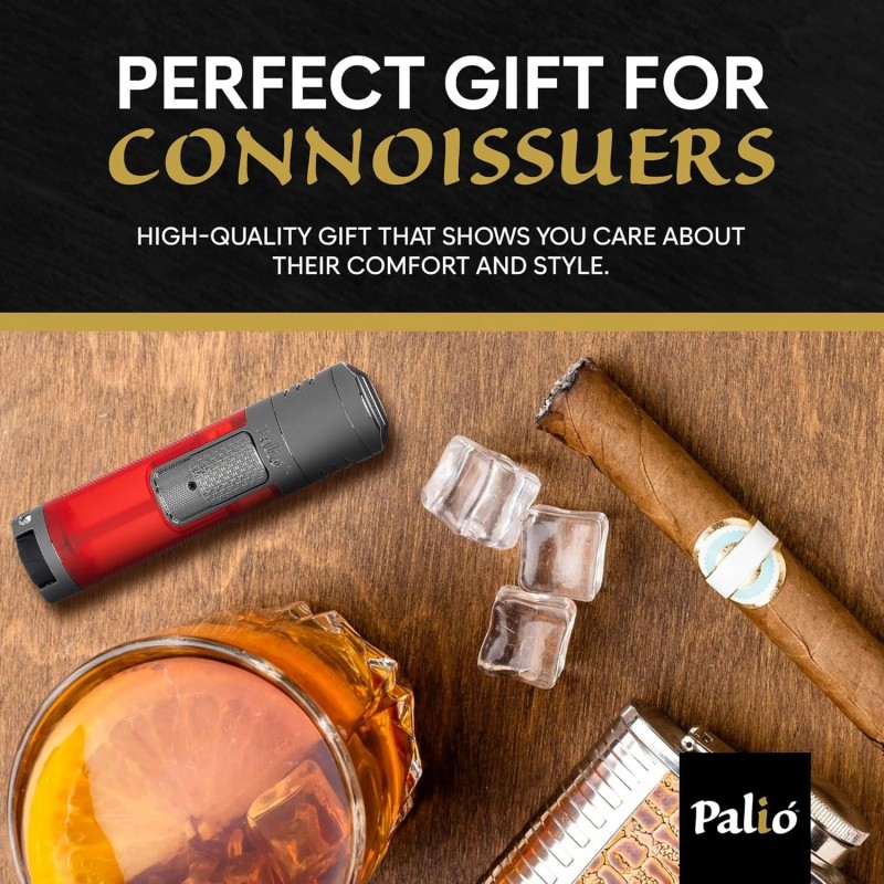 Palió® Veneto™ Quadruple Jet-Flame Lighter, High capacity tank, Red