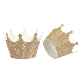 PATIKIL Cupcake Wrappers Paper, 12 Pack Baking Cups Standard Crown Decoration for Anniversary Birthday Weddings and Parties, Rose Gold