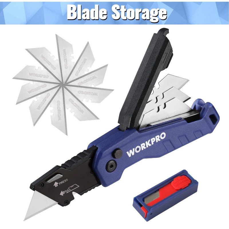 WORKPRO Utility Knife, 2-piece, Folding Box Cutter and Retractable Knife,