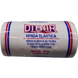 DIBAR Venda Elástica de Tejido Plano de Algodón, 10 cm x 5 m, Paquete con 4 Piezas, Blanco