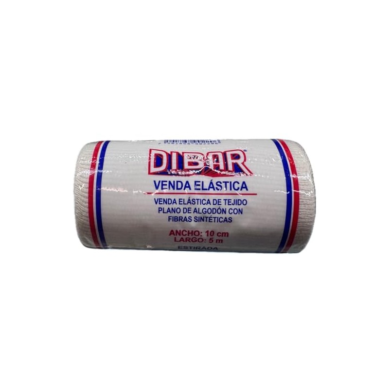DIBAR Venda Elástica de Tejido Plano de Algodón, 10 cm