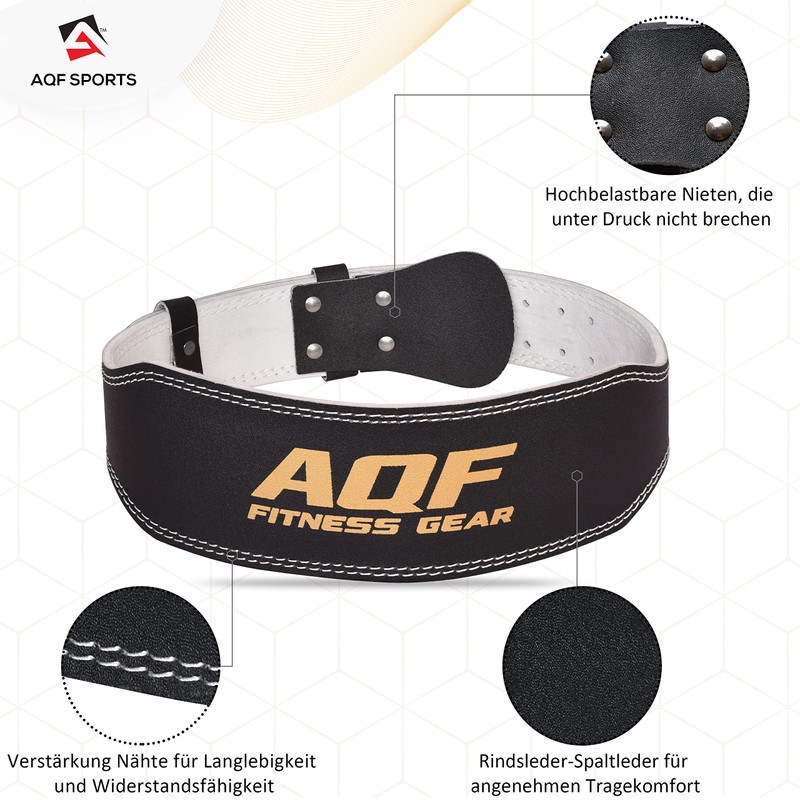 AQF Leather Weight Lifting Belt Body Building Fitness Gym Back