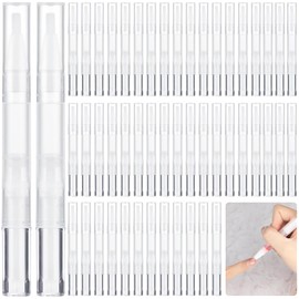 Paquete de 50 bolígrafos de aceite para cutículas vacíos de 3 ml, bolígrafos giratorios transparentes rellenables, bolígrafo de aceite para uñas vacío con pincel T