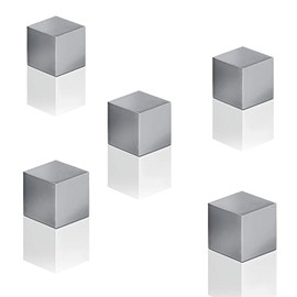 SIGEL BA728 Strong Neodymium Magnets Cube Design Anodised Aluminium Silver Grey Pack of 5 11x11x11mm SuperDym Magnets for Glass Magnetic Boards and Glass Whiteboards