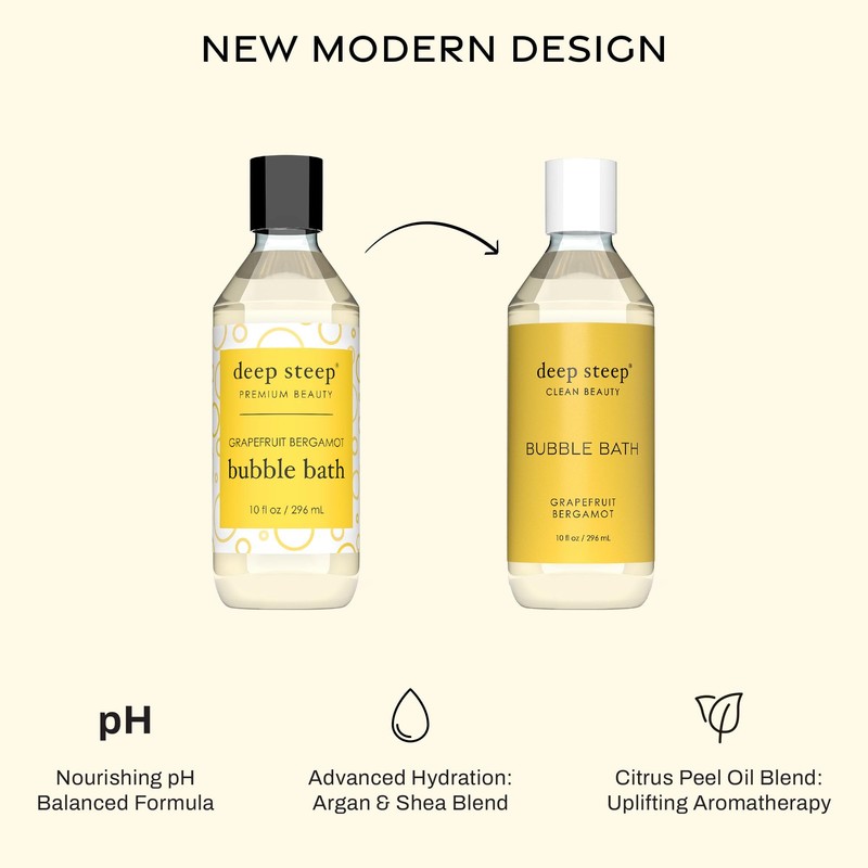 Deep Steep Bubble Bath, Grapefruit Bergamot, 10 oz – Soothing