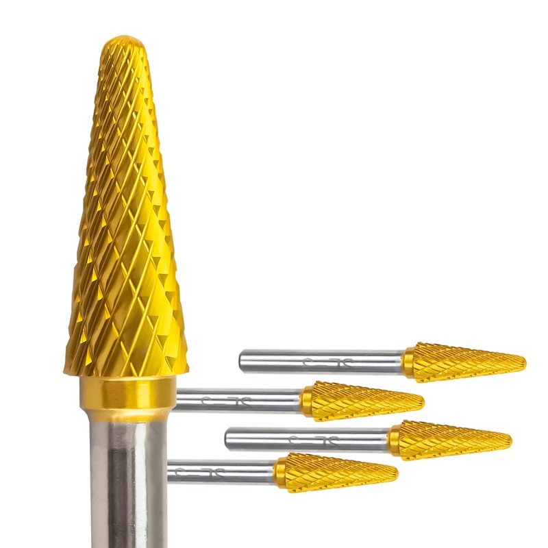 SL-3 5pcs Tungsten Carbide Burr TiN Rotary File Taper Shape