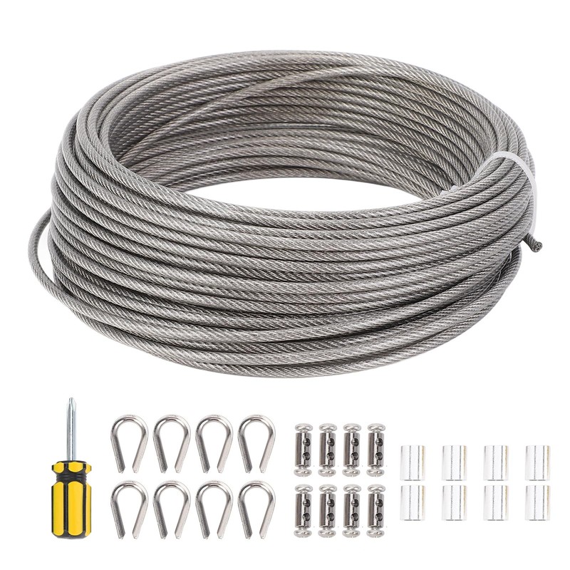 Wire Rope Kit, Clothes Line Outdoors, 66ft Multi-Use Wire Rope