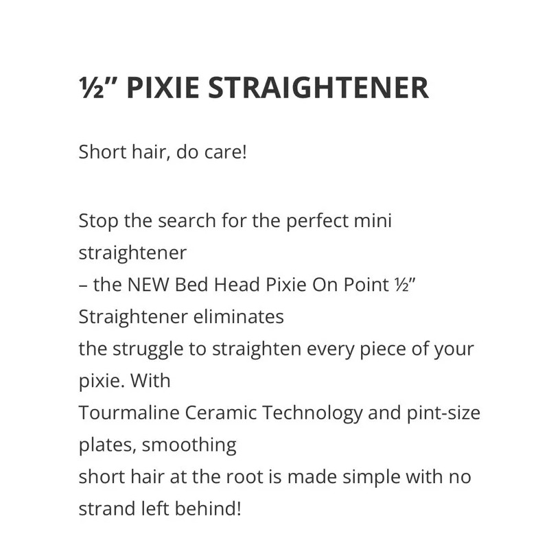 BedHead Bed Head TIGI Pixie On Point 1/2" Tourmaline Ceramic