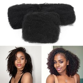 Natural Black Afro Kinky Bulk human Hair Fluffy Soft Kinky Curly for Dreadlocks Repair, Micro Twists, Braiding, and Length Thickness Extension Seamlessly Blends with African Hair (1B#, 10 Inch)