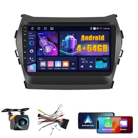 Fuluku 4+64GB Android 15 Car Stereo for Hyundai Santa Fe 2013-2017 Wireless Carplay Android Auto 9" Touch Screen Car Radio Dash Kit with GPS WiFi Bluetooth SWC DSP EQ Mirror Link Backup Camera