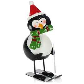 com-four® Christmas Decoration Penguin Figure Made of Metal - Christmas Figure Standing - Decorative Figure for Christmas - Wobble Figure Made of Tin