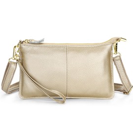 FORRICA Wallet Womens Crossbody Phone Bag for Women Small Shoulder Bag Genuine Leather Ladies Purse Large Clutch Golden