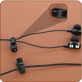 Styquenzer 24 Pcs Clips for Earphone Wire, Headphone Wire Clip Headset Cable Clamp Headphone Mount Cable Clothing Clip Use for Fixing Earphone/Microphone Cord (Black)