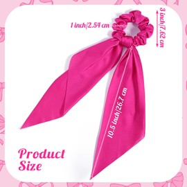 2 Pack Pink Knotted Bow Hair Scrunchies Elastic Hairs Scarf with Tail Hair Ties Bands Satin Hairs Ribbon Scrunchy Ponytail Holder for Women and Girls Festival Gifts 12.60 × 10.63 Inches