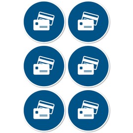 Card Payment Accepted, Mandatory Sign - Based on DIN EN ISO 7010 / ASR A1.3 - Sticker: Diameter 5 cm, Pack of 6
