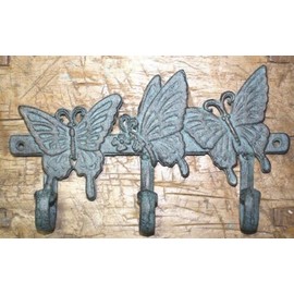 Vintage Cast Iron Victorian Style Butterfly Towel Coat Hooks Hat Hook Key Rack Rustic