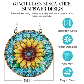 Sun Catchers, Sunflower Stained Glass Window Hangings, Sun Catchers for Windows, 6-Inch Acryli Panel Decorative Window Ornament, Sun Catcher Garden Hangings, Ornaments Festival Gift