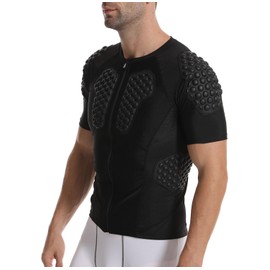 Jellybro Men's Padded Football Protective Gear Set Training Suit for Soccer Basketball Paintball Rib Protector Black