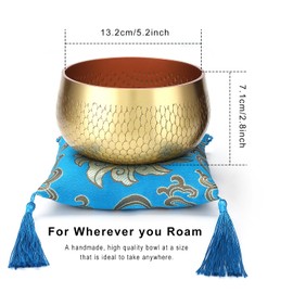 Tibetan Singing Bowl Set — Meditation Sound Bowl Handcrafted in Nepal, Long Lasting Sound for Deep Calming Relaxation, Meditation, and Sound Bowl Healing | Includes Mallet & Cushion(5")