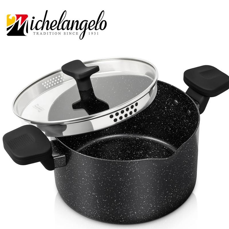 MICHELANGELO Pasta Pot with Strainer Lid, 6 Quart Cooking Pot
