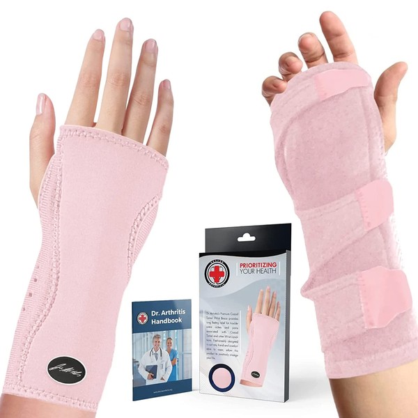 Doctors Designed Adjustable Wrist Support / Wrist Splints, Tendonitis Bandage / Splint Wrist Supportive Night Splint Carpal Tunnel Syndrome & Hand Brace [Pink]