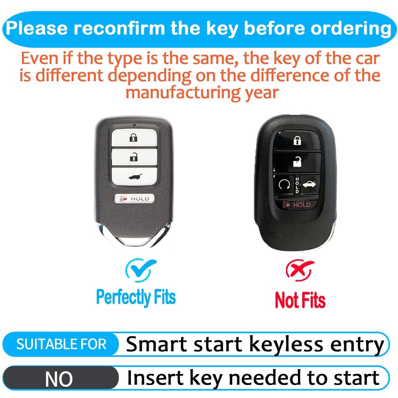 Autophone for Honda Key Fob Cover with Keychain Soft TPU
