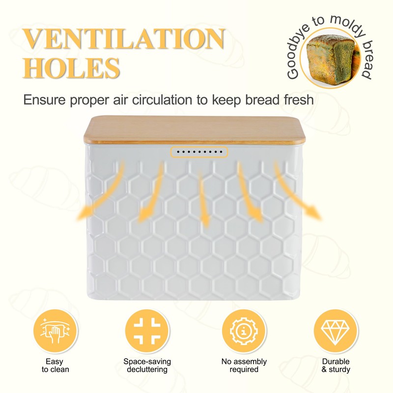 HOME PALETTE Extra Large Bread Box for Kitchen Countertop Corner