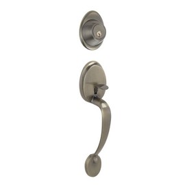 SCHLAGE Dexter by Schlage JH58BAR609 Barcelona Exterior Handleset with Deadbolt, Antique Brass
