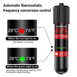DONGKER Mini Aquarium Heating Rod, 5W/10W/15W USB Small Aquarium Heater, Constant Temperature 26°C (78°F), Aquarium Heater with Overheating Protection for 1-2 Gallon Aquariums