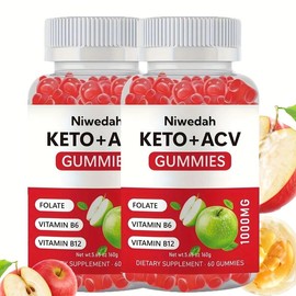 Niwedah Apple Cider Vinegar Gummies,  Support Keto ACV Gummies Max Strength 1000mg Apple Cider Vinegar with Mother, Probiotics & Vitamin B12, for Digestion, Metabolism, Cleanse & Detox Diet, 60 Count:_2 bottle