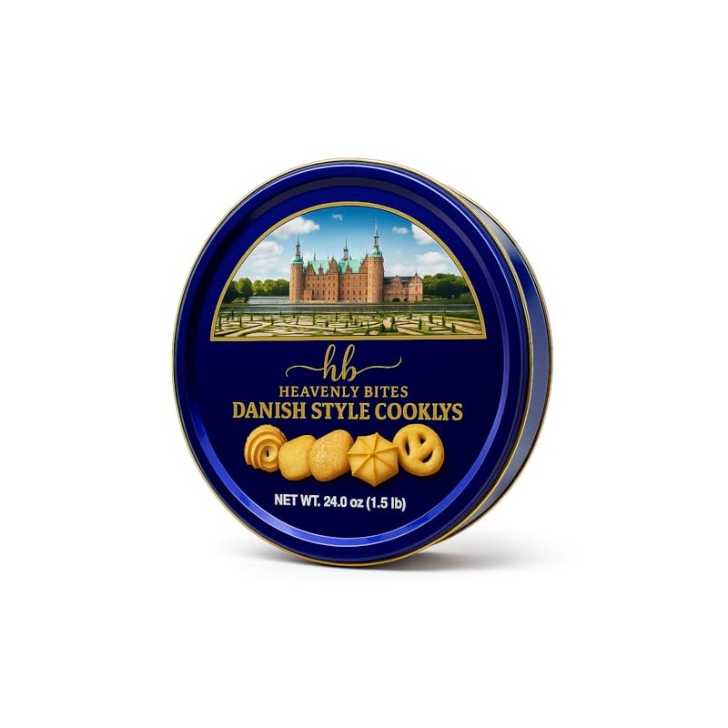 Heavenly Bites Danish Style Butter Cookies in Metal Tin 24
