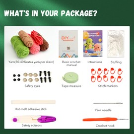 Hroevc Häkeltier-Set für Anfänger, Amigurumi-Häkelset, Geschenk für Erwachsene und Kinder (ab 15 Jahren), einfaches Strickset für Anfänger (Schildkröte)