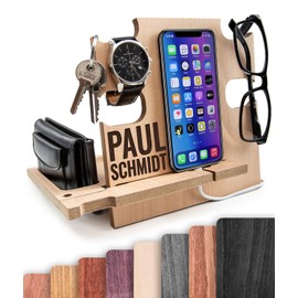 Personalisierte Docking Station Holz – Geschenk für Männer zum Geburtstag – Gravur Geschenkidee für Freund oder Ehemann – Organizer mit Liebe gemacht – Romantisches Männergeschenk
