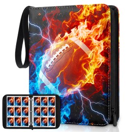 Football Card Binder, Sports Card Binder 9 Pocket Holds up to 900 Pockets with 50 Removable Sleeves, Zipper Football Cards Collection Binder for Sports & TCG Collectors