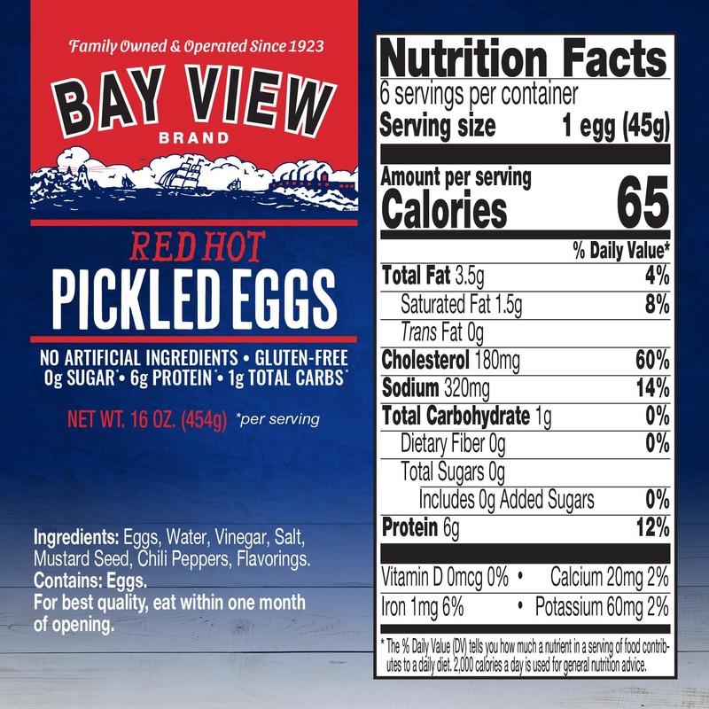 Bay View Pickled Eggs, No Artificial Ingredients, Gluten Free, 0g