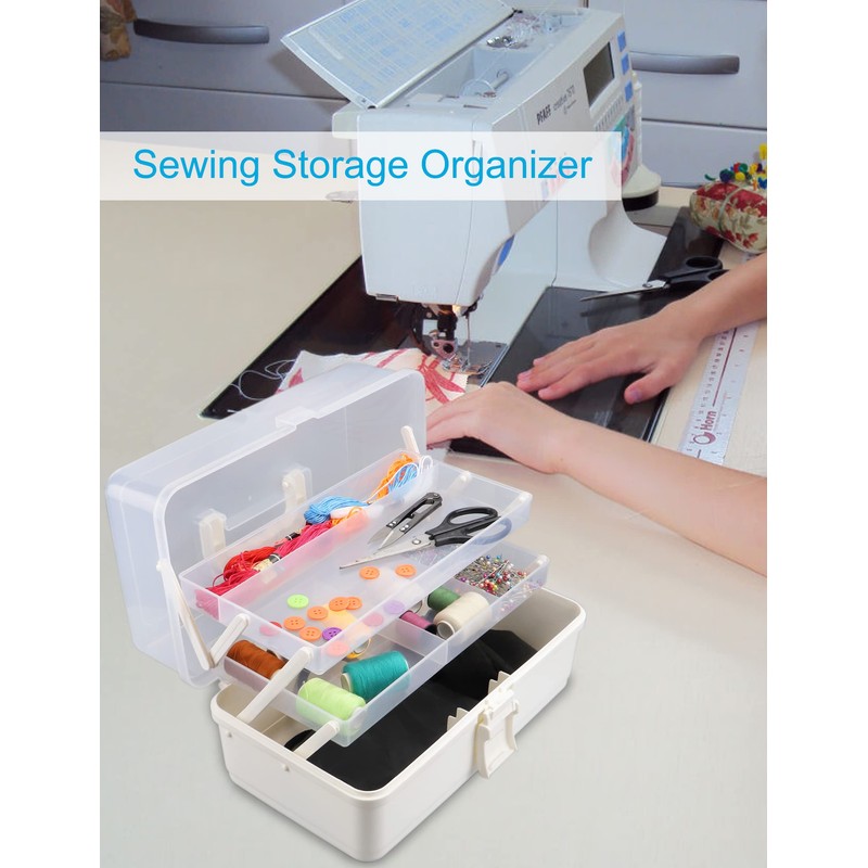 Facikono Craft Art Box Tackle Box Organizers, 3 Layer White