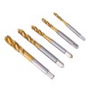 5 pcs Flute Tap Titanium Plated HSS Spiral Tapping Flute