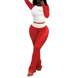 Nimsruc Lounge Sets For Women 2 Piece Outfits Fall Comfy Tracksuits Long Sleeve Casual Sweatsuits Pants Sets Matching Clothing Big Red 2XL